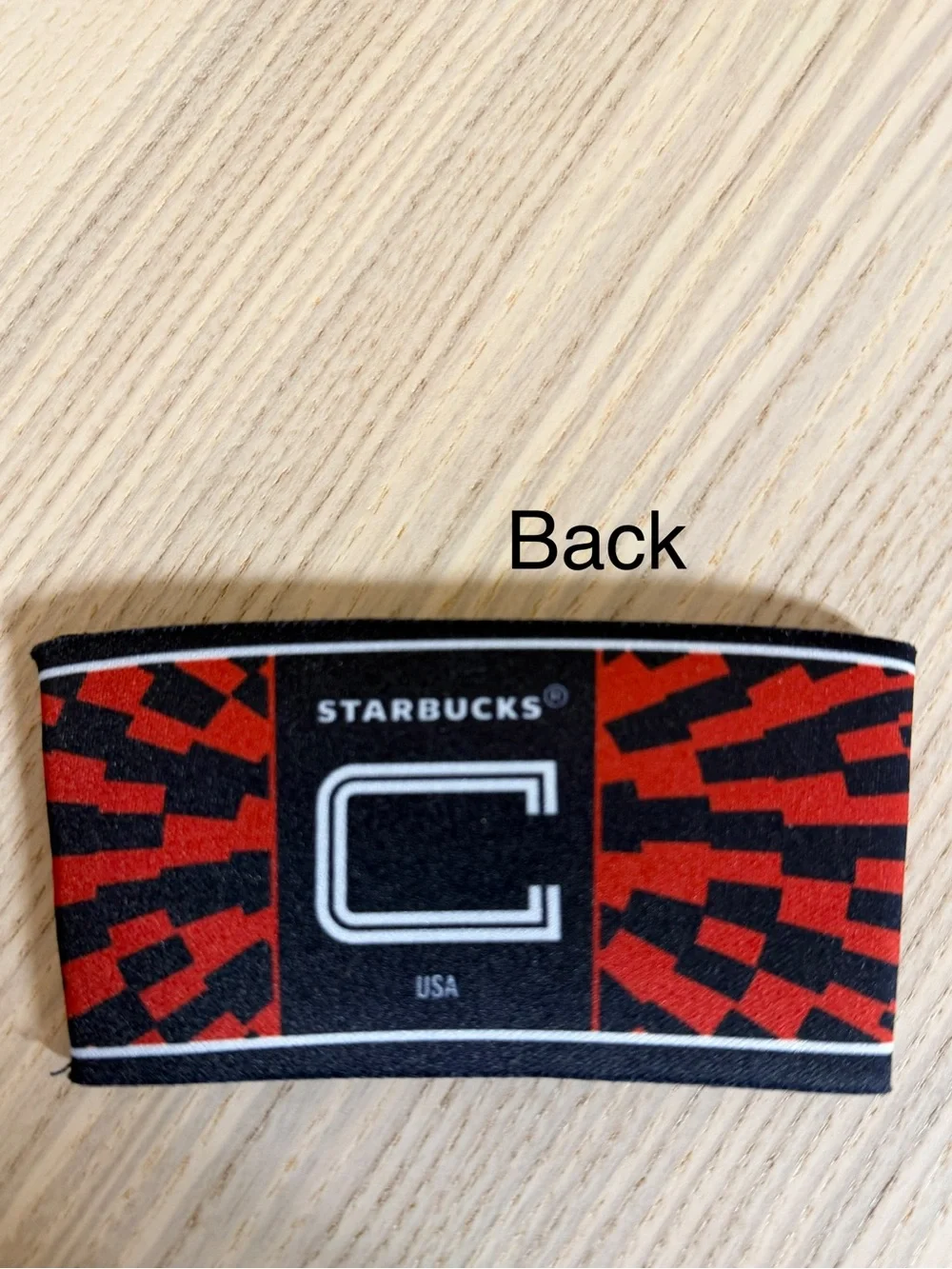 Starbucks Red and Black Neoprene Cup Sleeve with Green Logo